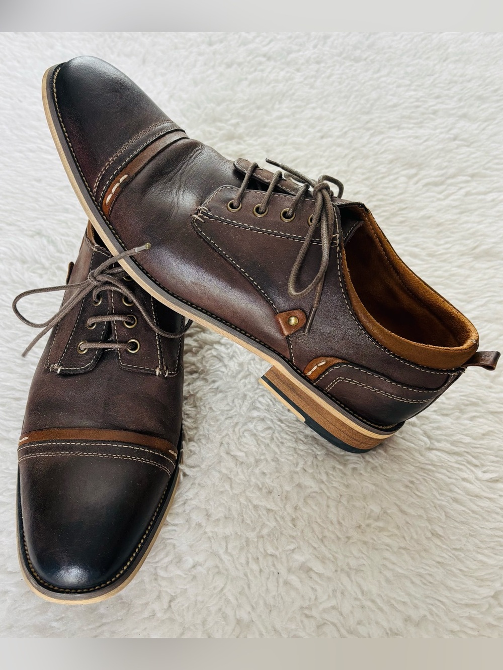 Steve Madden Brown Leather Lace Up Casual Men’s Shoes Size 10